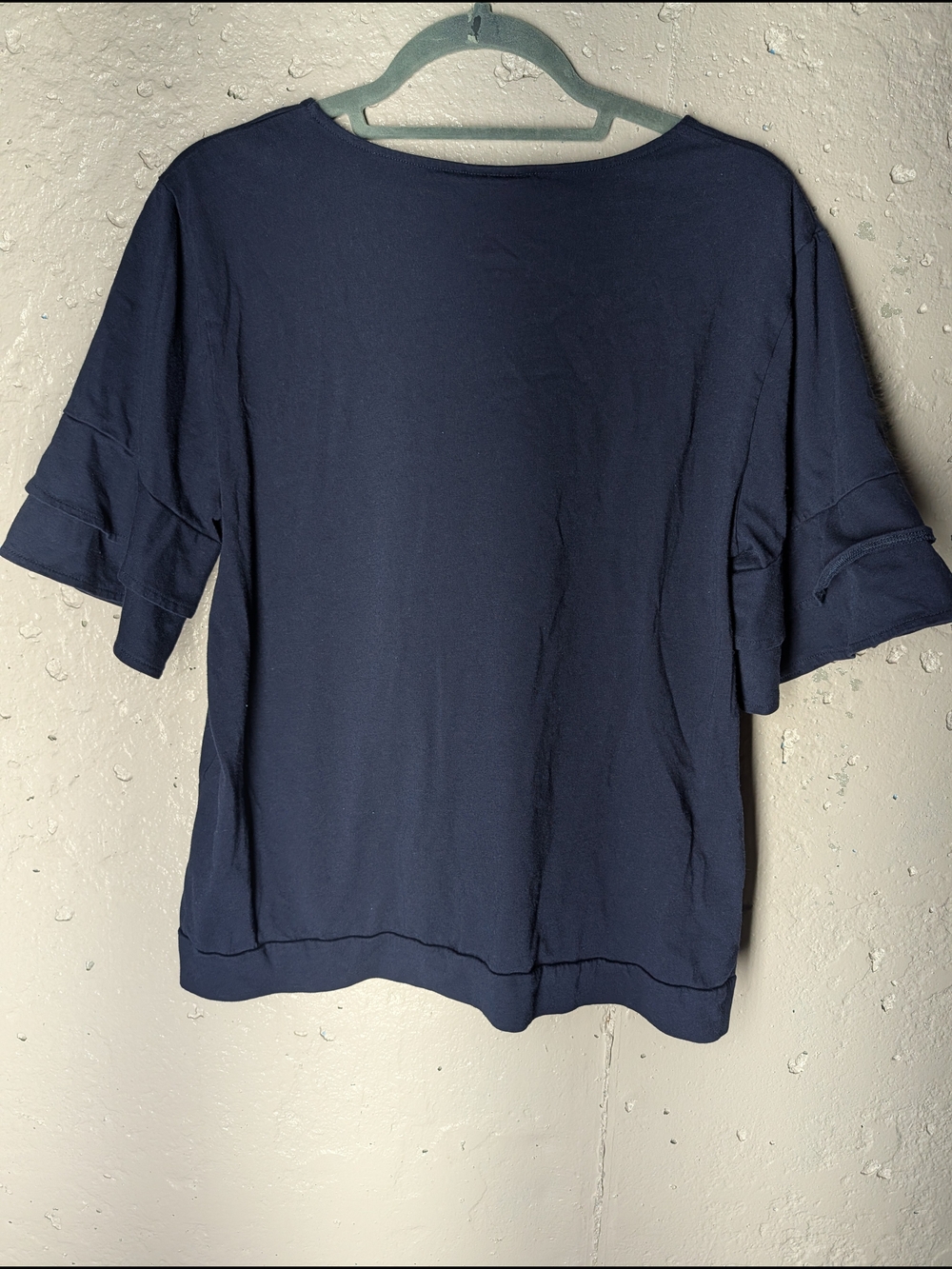 Chico’s Navy Ruffle Sleeve Modal Blend Top - Picture 6 of 6